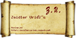 Zeidler Uriás névjegykártya